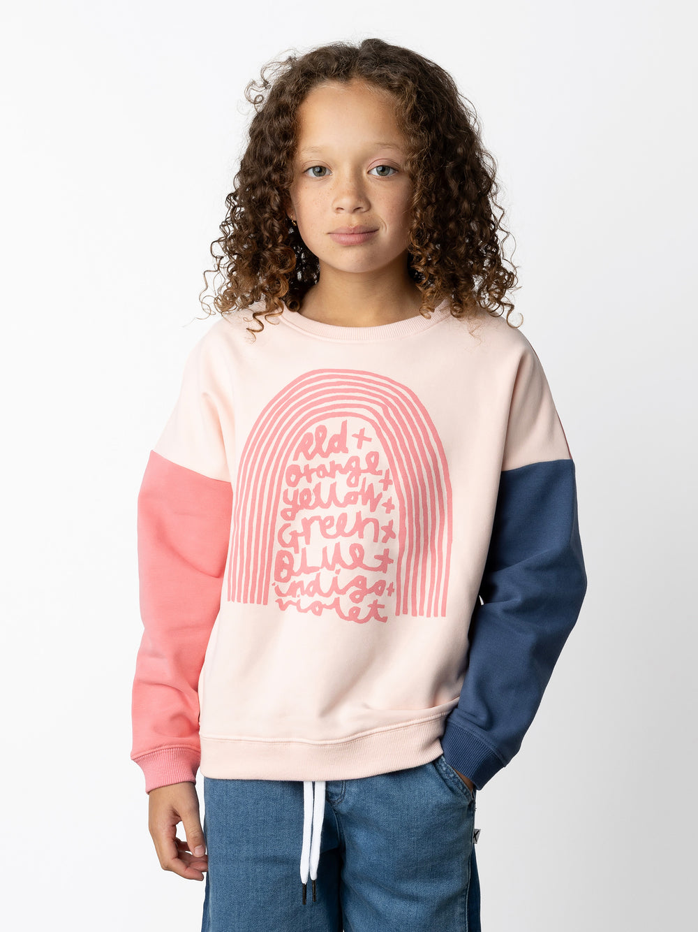 Minti kids clothing. Super cosy oversized fit crew with drop shoulder detail. 2x2 Rib at the neck, hem and cuffs. 330 Gram // Brushed Inside // 95% Cotton // 5% Elastane.