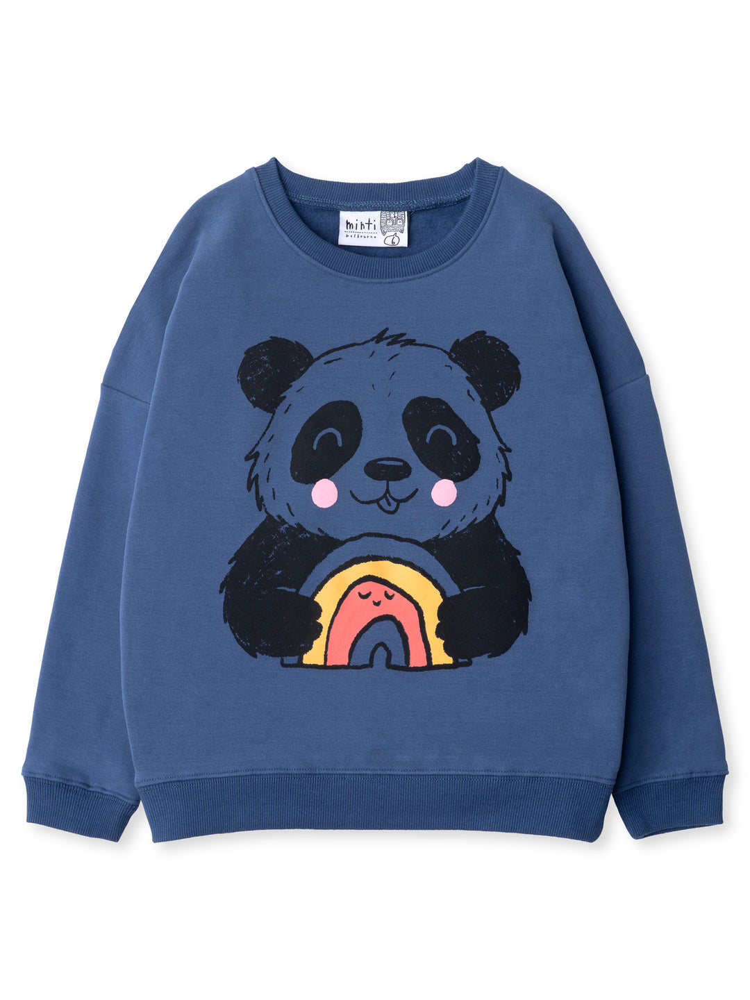 Minti kids clothing. Super cosy oversized fit crew with drop shoulder detail. 2x2 Rib at the neck, hem and cuffs. 330 Gram // Brushed Inside // 95% Cotton // 5% Elastane.