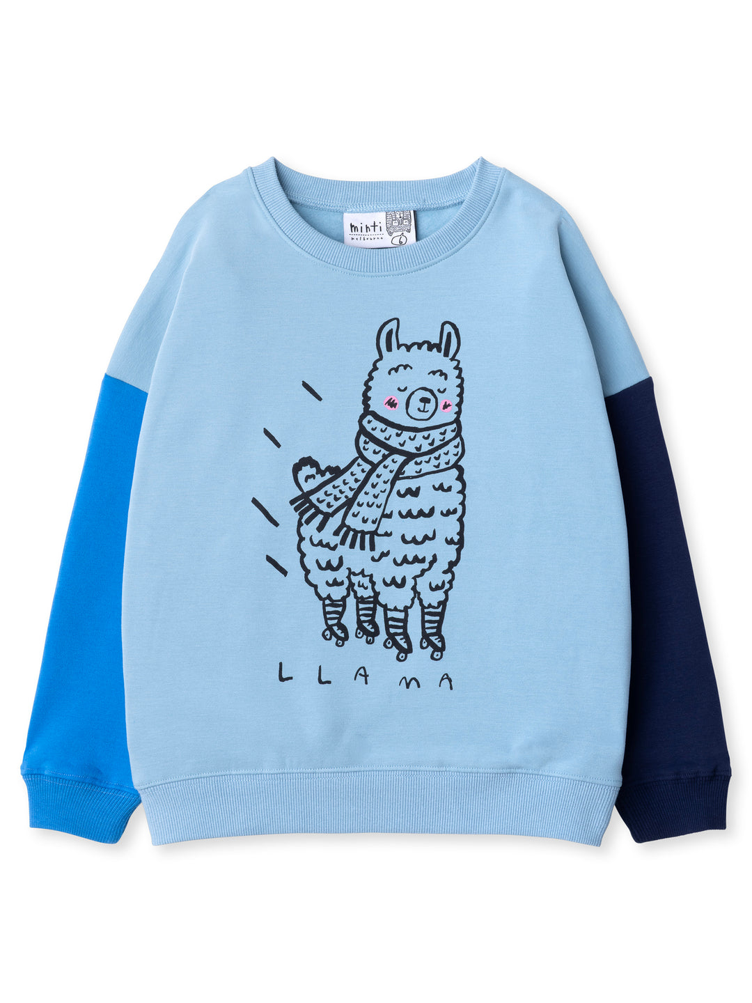 Minti kids clothing. Super cosy oversized fit crew with drop shoulder detail. 2x2 Rib at the neck, hem and cuffs. 330 Gram // Brushed Inside // 95% Cotton // 5% Elastane.