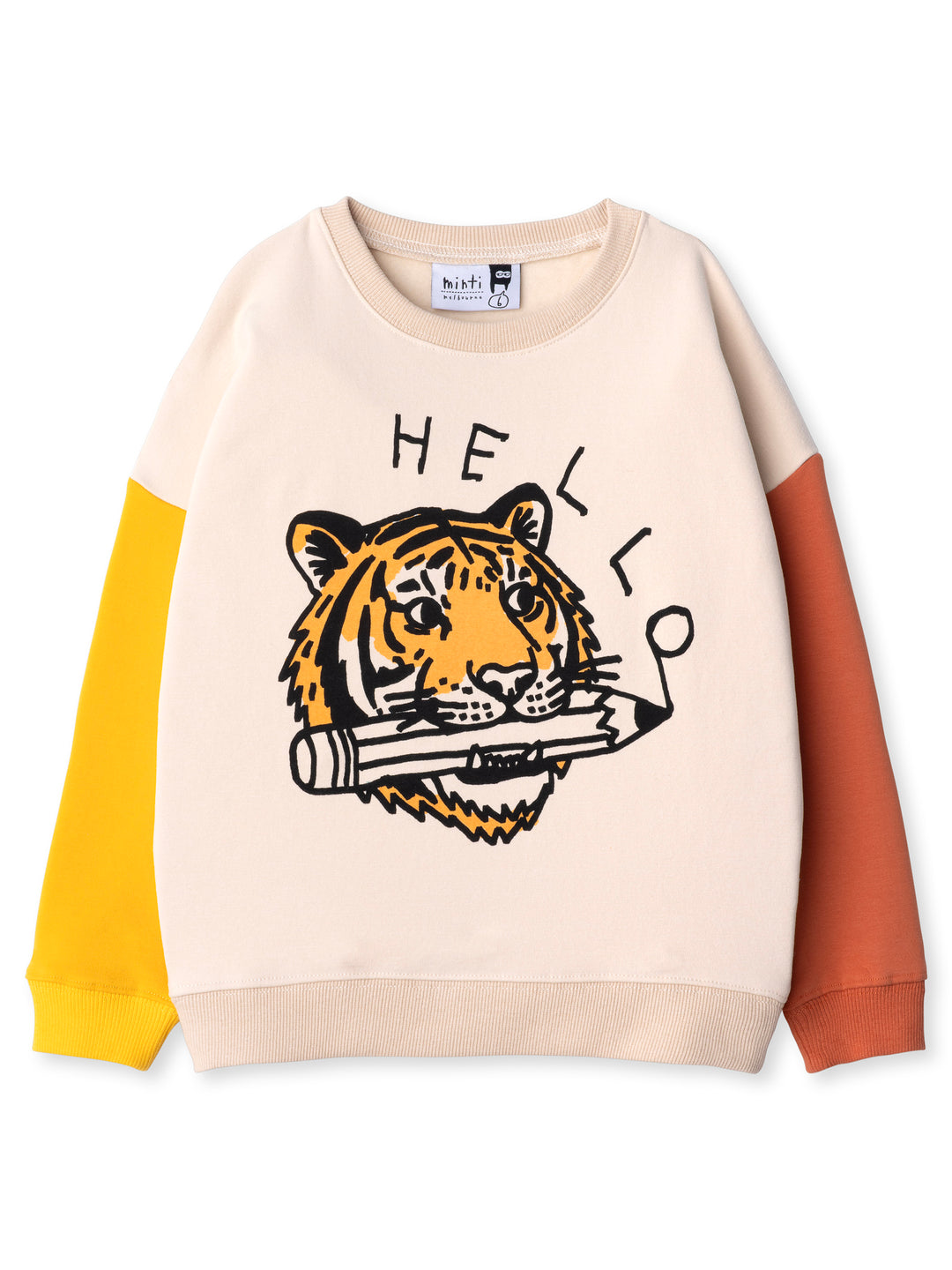 Minti kids clothing. Super cosy oversized fit crew with drop shoulder detail. 2x2 Rib at the neck, hem and cuffs. 330 Gram // Brushed Inside // 95% Cotton // 5% Elastane.