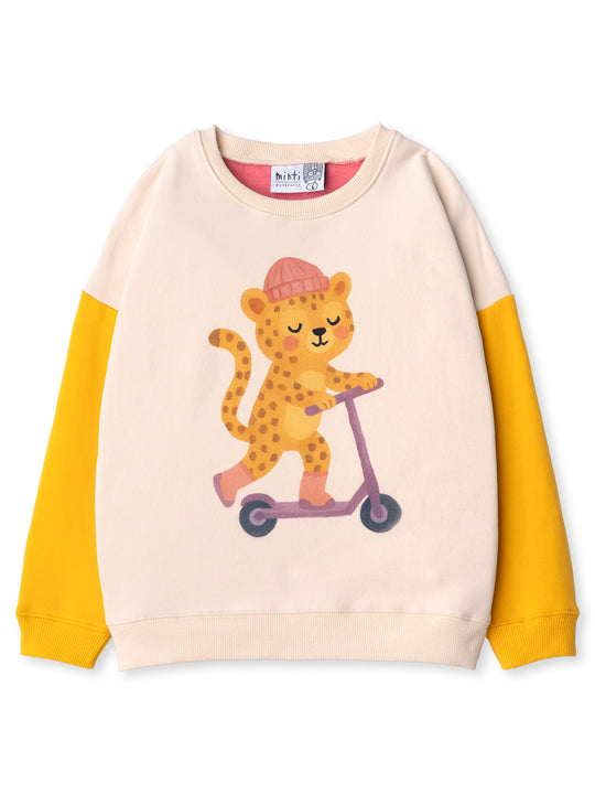 Minti kids clothing. Super cosy oversized fit crew with drop shoulder detail. 2x2 Rib at the neck, hem and cuffs. 330 Gram // Brushed Inside // 95% Cotton // 5% Elastane.