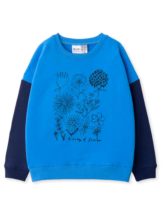 Minti kids clothing. Super cosy oversized fit crew with drop shoulder detail. 2x2 Rib at the neck, hem and cuffs. 330 Gram // Brushed Inside // 95% Cotton // 5% Elastane.