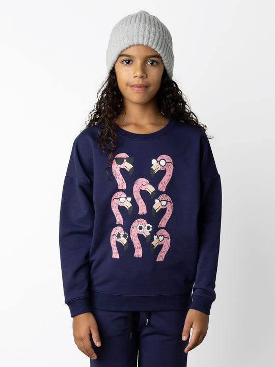 Minti kids clothing. Super cosy oversized fit crew with drop shoulder detail. 2x2 Rib at the neck, hem and cuffs. 320 Gram // 95% Cotton // 5% Elastane.