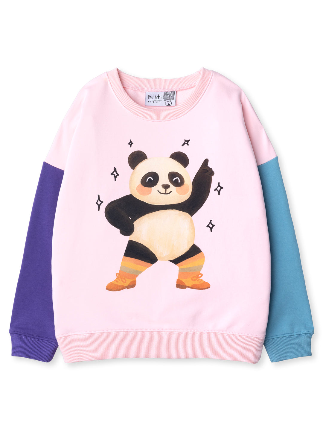 Minti kids clothing. Super cosy oversized fit crew with drop shoulder detail. 2x2 Rib at the neck, hem and cuffs. 320 Gram // 95% Cotton // 5% Elastane.