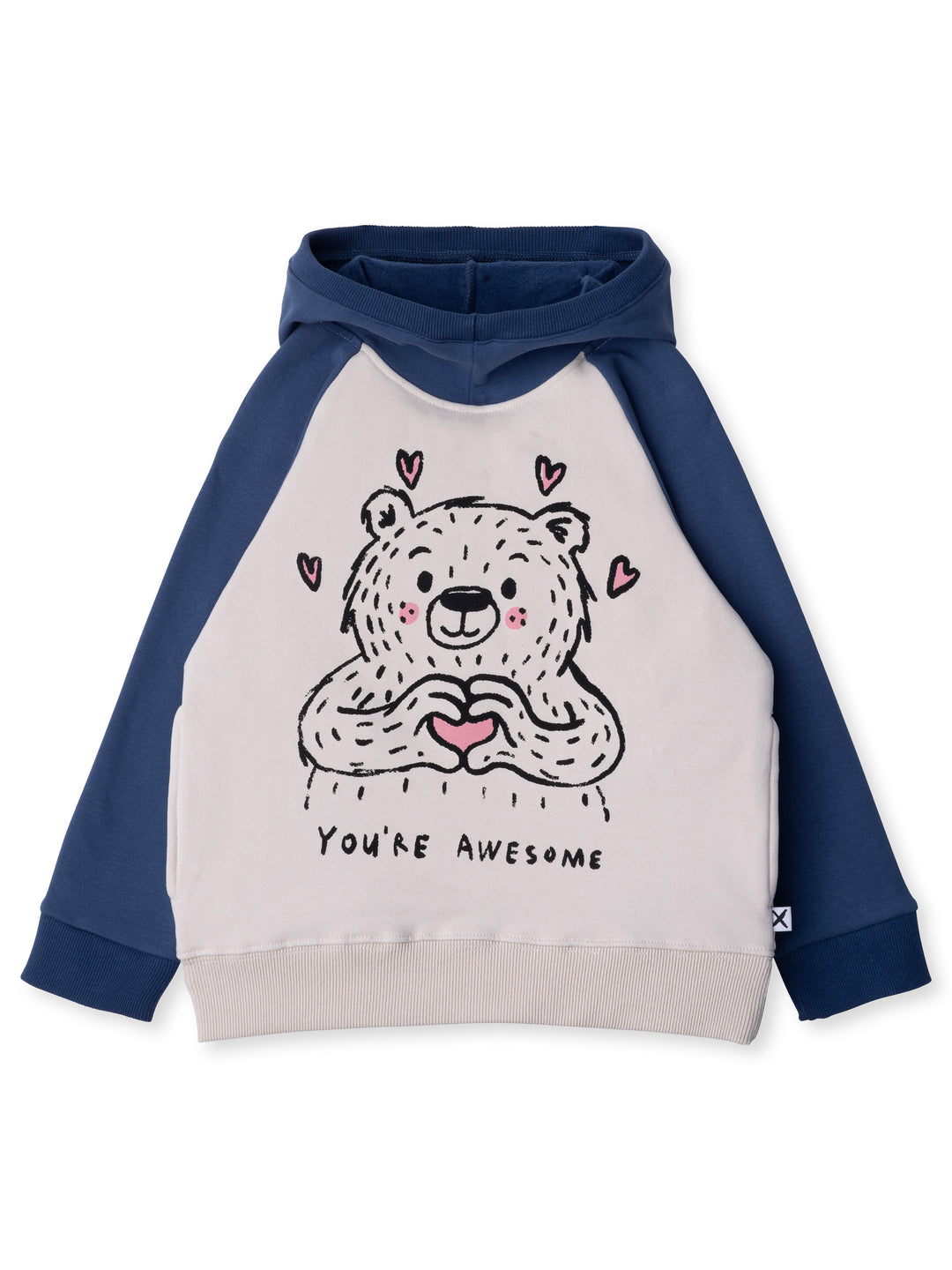 Minti kids clothing. Super soft hoodie with hidden pockets in the side seams. The ribbed-trim hood makes it extra cosy. Soft brushed 'furry' inside. 2x2 Rib at the neck, hem and cuffs. We recommend going up a size for this style. 330 Gram // Brushed Inside // 95% Cotton // 5% Elastane.