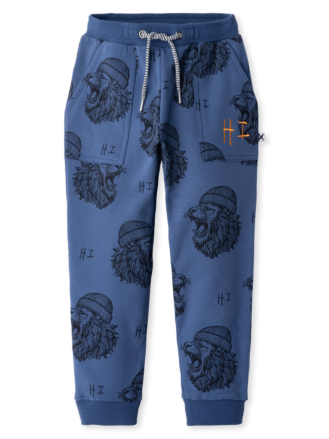 Minti kids clothing. Loose leg trackies with elasticated waistband, shoelace ties, 2x2 rib cuffs and super cool boxy pockets. 330 Gram // Brushed Inside // 95% Cotton // 5% Elastane.