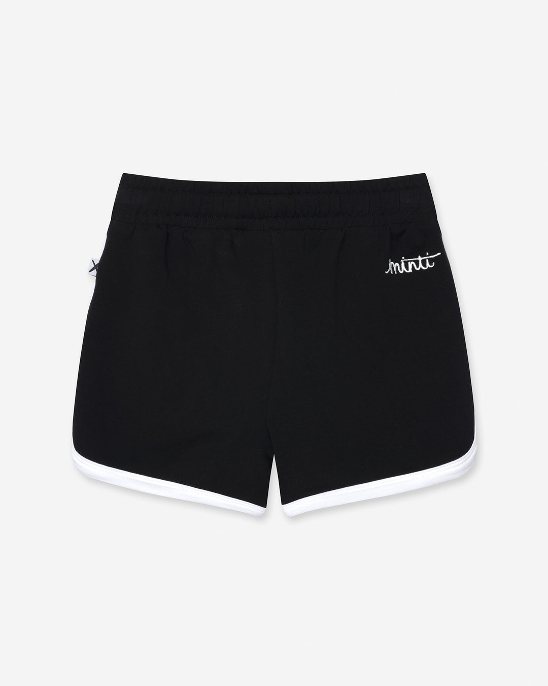 Sprint Short in black and white, girls shorts by Minti, flat lay