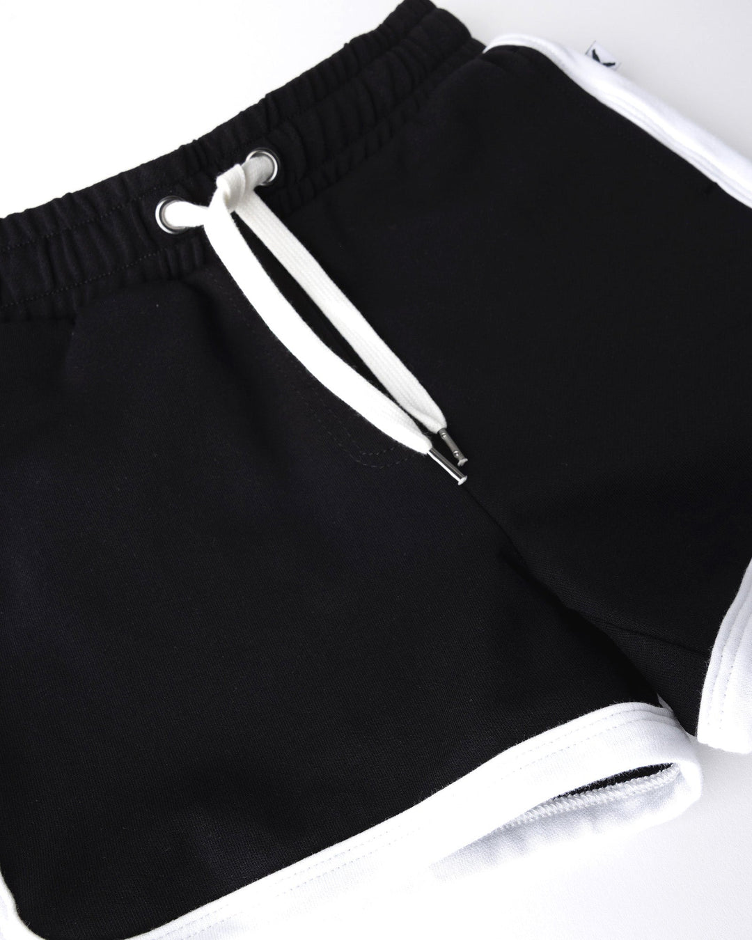Close up detail of the Sprint Short in black and white