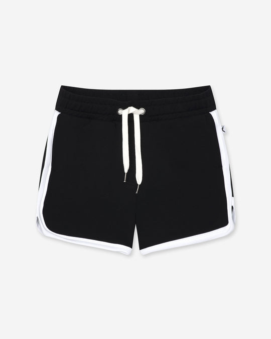 Sprint Short in black and white, girls shorts by Minti, flat lay