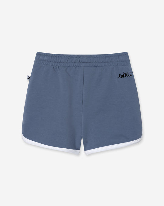 Sprint Short in cornflower and white, girls shorts by Minti, flat lay