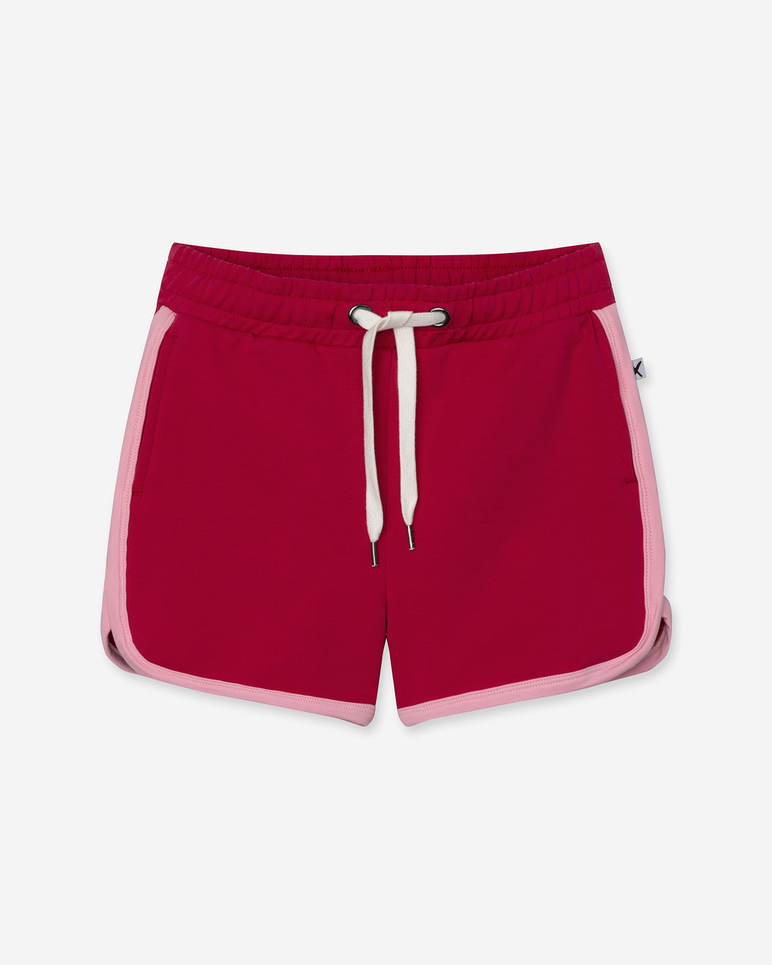 Sprint Short in crimson and pink, girls shorts by Minti, flat lay