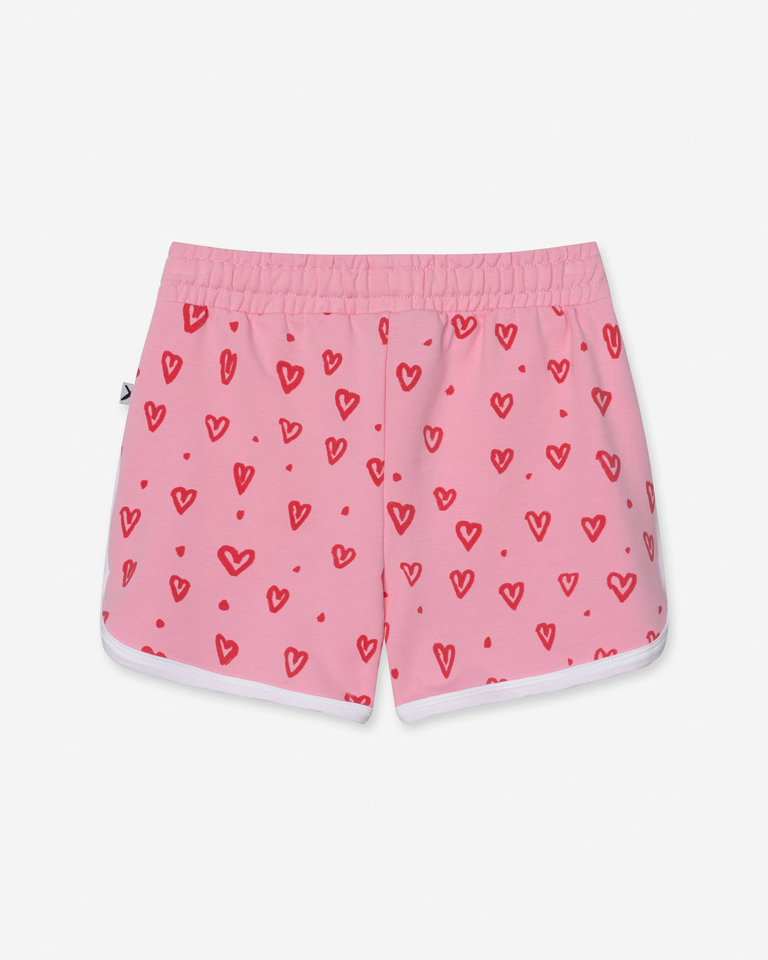 Hearts Short in pink and white, girls shorts by Minti, flat lay