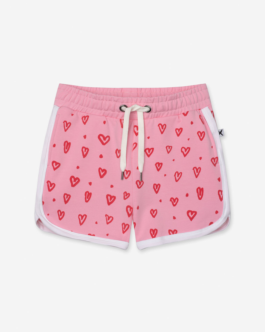 Hearts Short in pink and white, girls shorts by Minti, flat lay