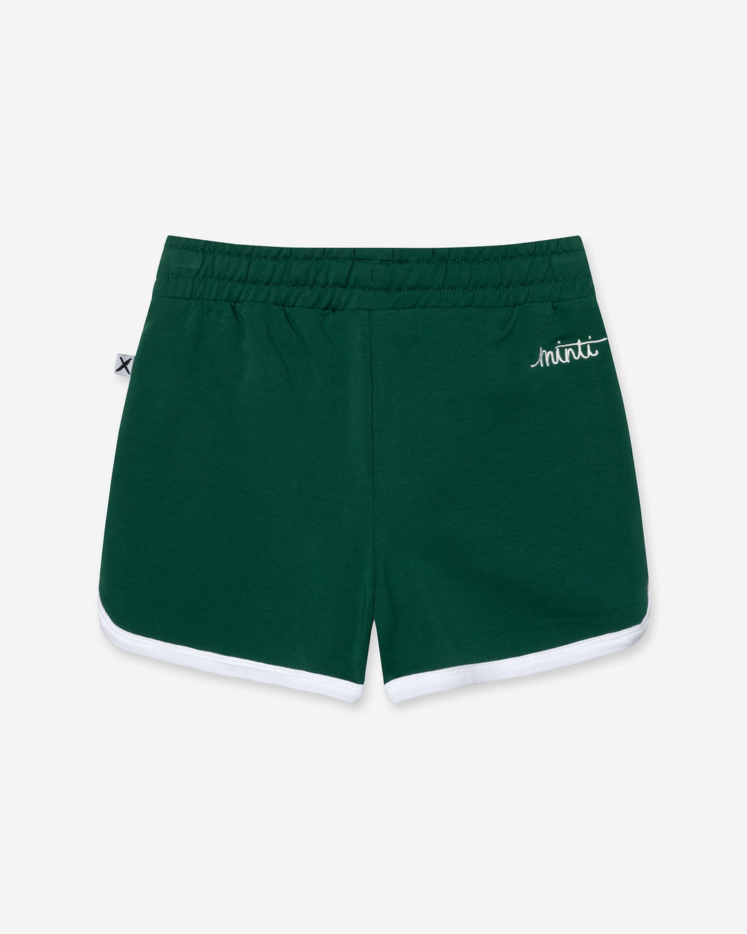 Sprint Short in kelly green and white, girls shorts by Minti, flat lay