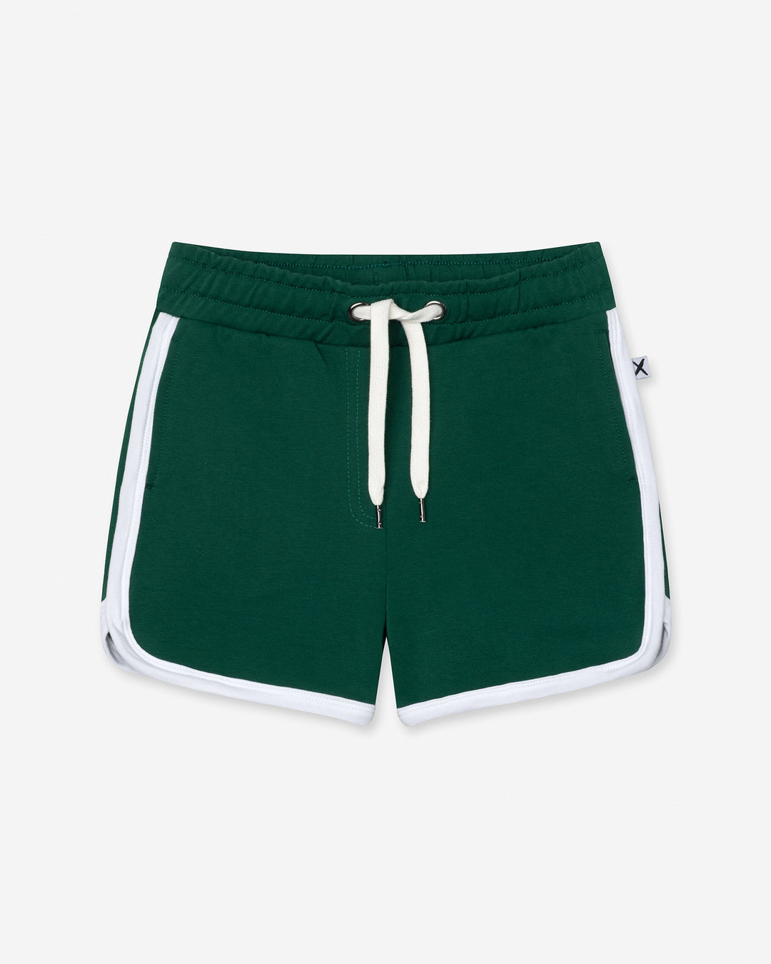 Sprint Short in kelly green and white, girls shorts by Minti, flat lay