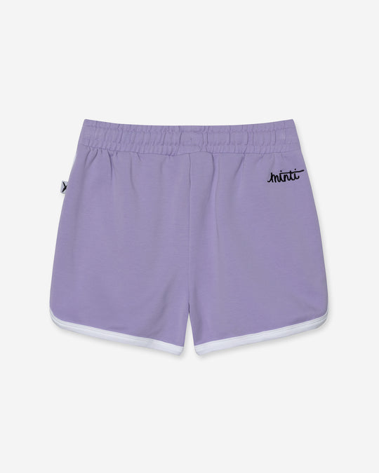 Sprint Short in lilac and white, girls shorts by Minti, flat lay