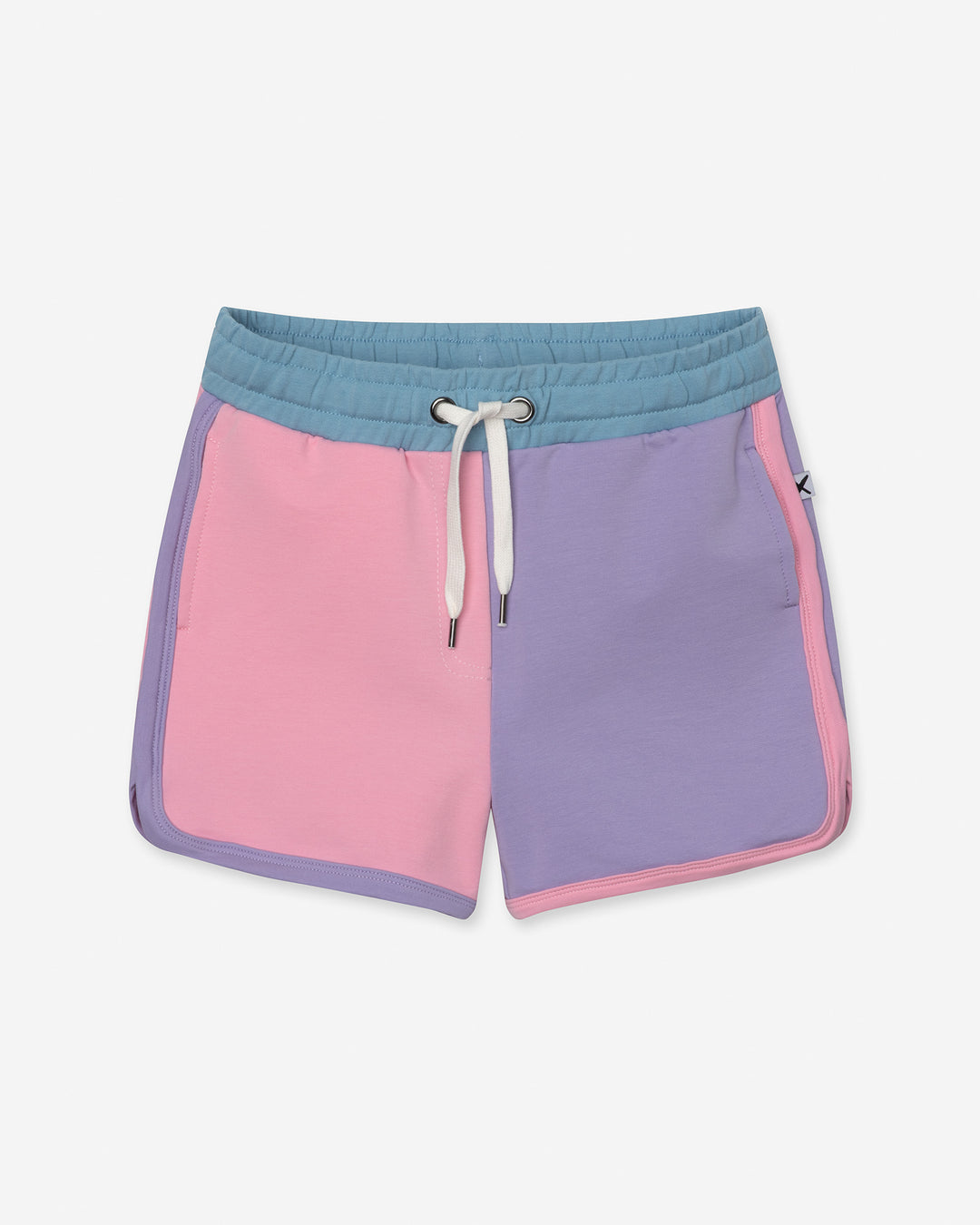 Sprint Short in pink, purple and aqua, girls shorts by Minti, flat lay