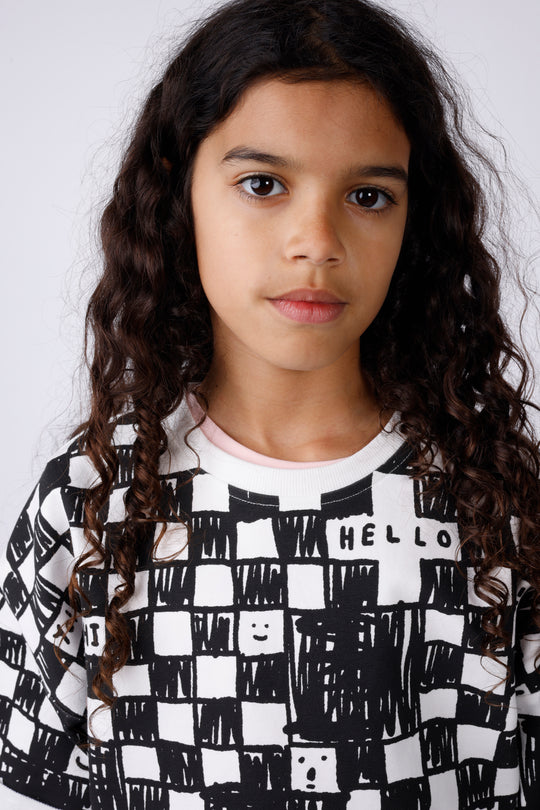 Minti Sketchy Grid Short Sleeve Crew