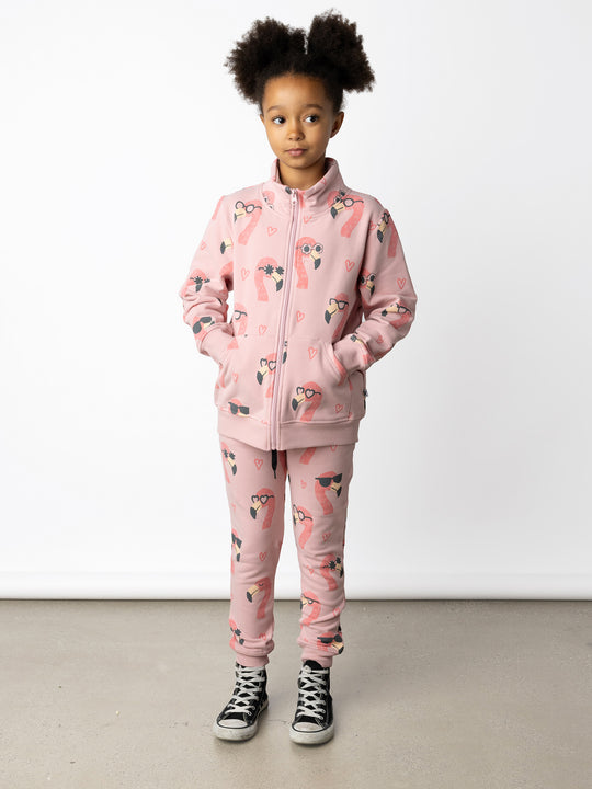 Minti kids clothing. Super cosy and soft zip up high neck crew with 2x2 Rib cuffs and hem. Front kangaroo pocket to keep hands warm. 330 Gram // Brushed Inside // 95% Cotton // 5% Elastane.