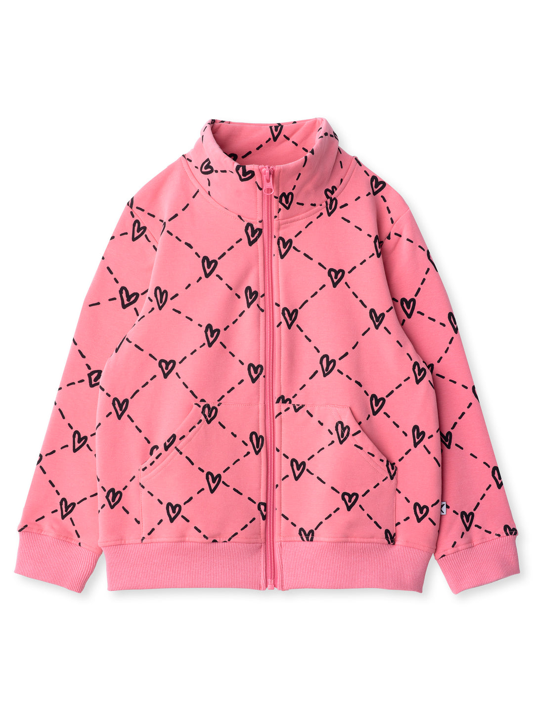 Minti kids clothing. Super cosy and soft zip up high neck crew with 2x2 Rib cuffs and hem. Front kangaroo pocket to keep hands warm. 330 Gram // Brushed Inside // 95% Cotton // 5% Elastane.