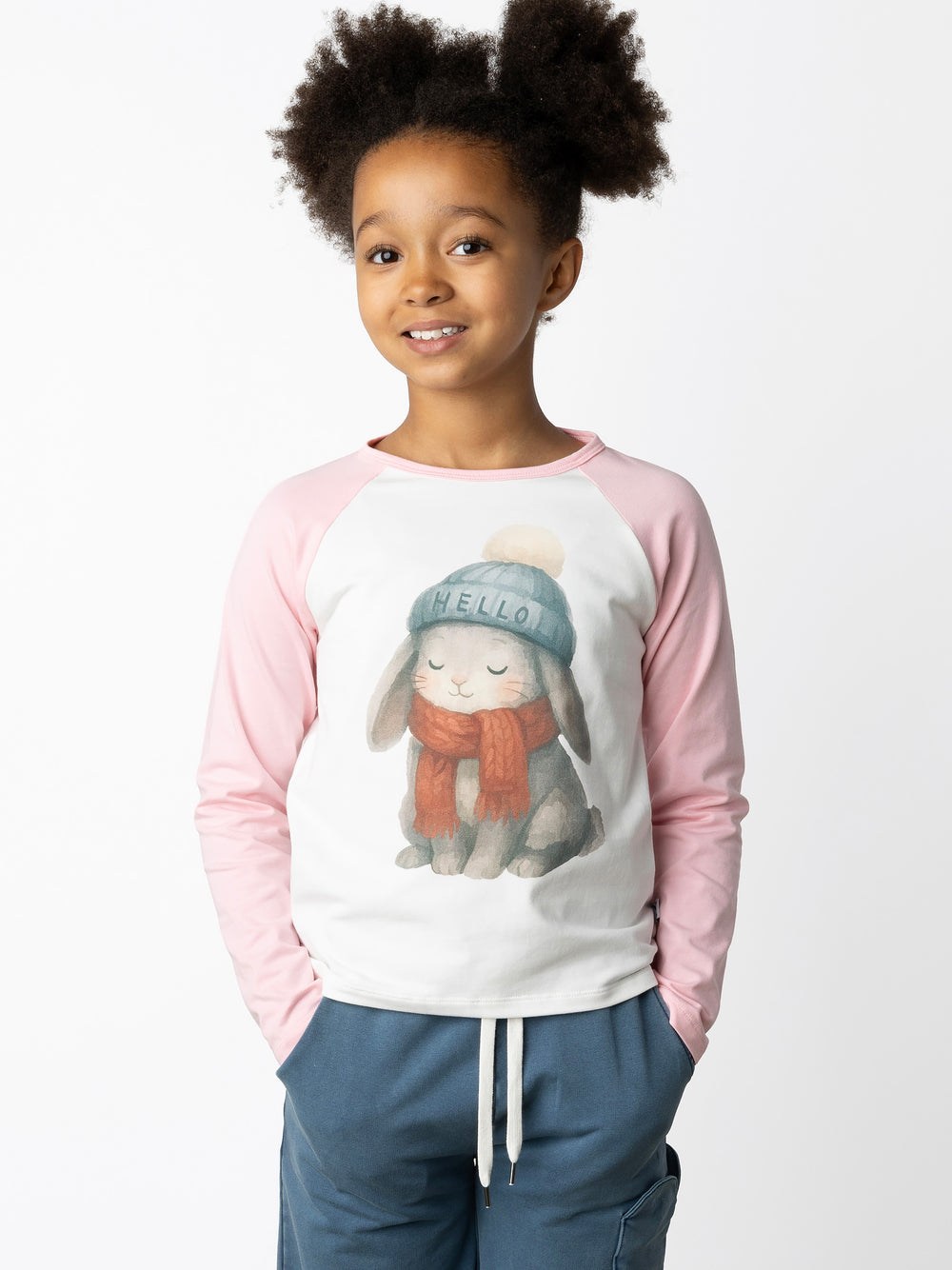 Minti kids clothing. Luxe raglan tee with contrast sleeves and neck. 190 Gram // 95% Cotton // 5% Elastane.