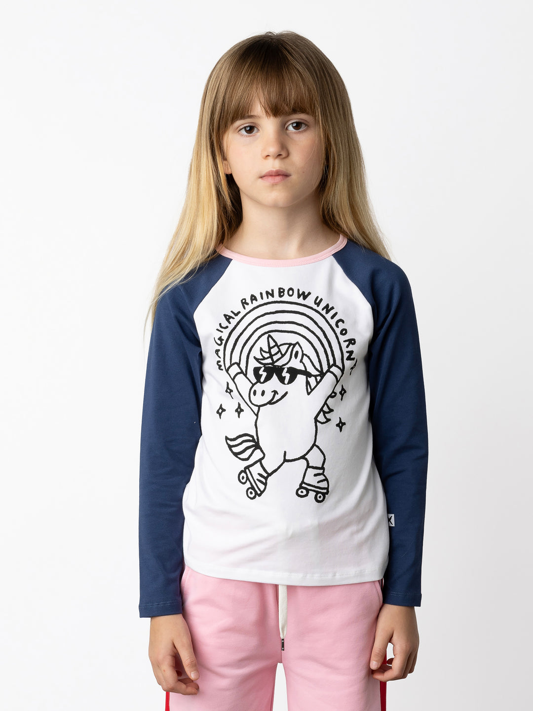 Minti kids clothing. Luxe raglan tee with contrast sleeves and neck. 190 Gram // 95% Cotton // 5% Elastane.