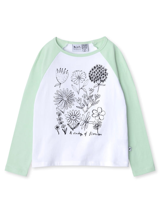 Minti kids clothing. Luxe raglan tee with contrast sleeves and neck. 190 Gram // 95% Cotton // 5% Elastane.