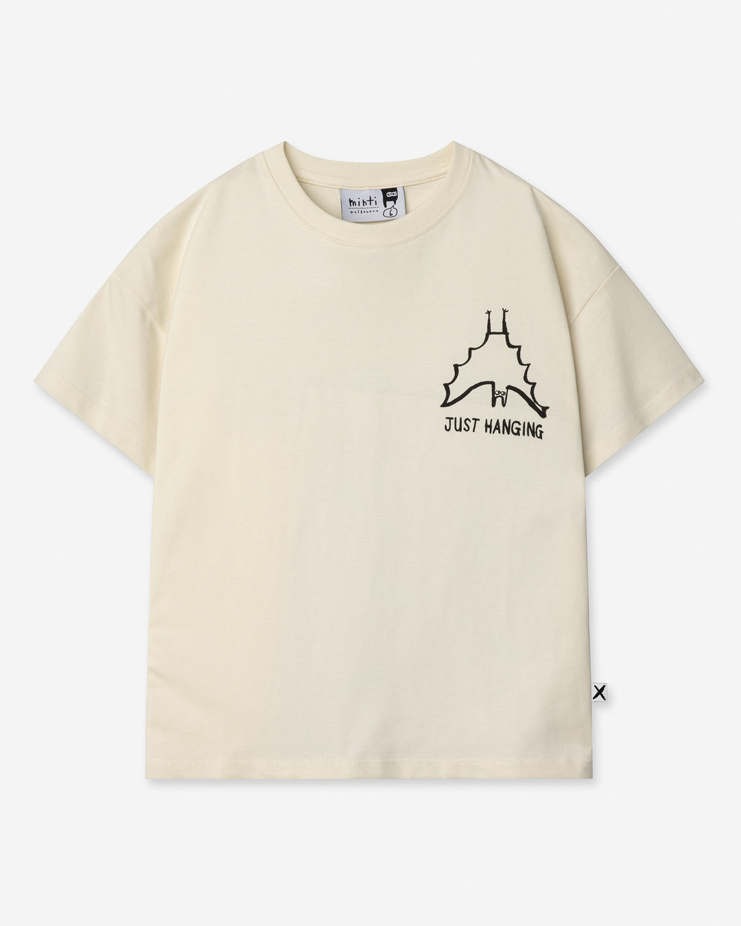 Just Hanging Tee in cream, kids t shirt by Minti, flat lay