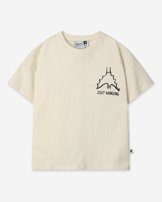 Just Hanging Tee in cream, kids t shirt by Minti, flat lay