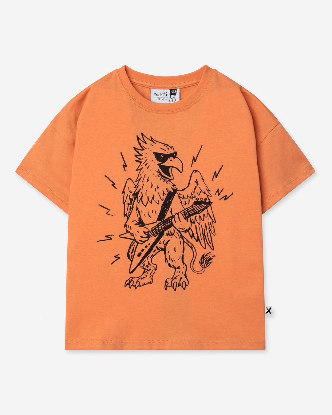 Rock Griffin Tee in light orange, boys t shirt by Minti, flat lay
