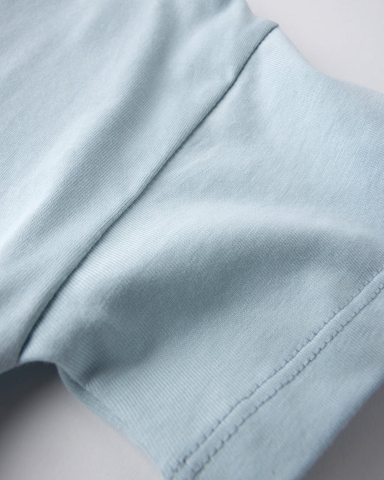 Close up detail of the Skate Cactus Tee in light blue