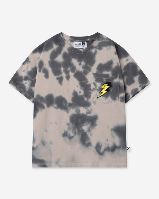 Splatter Tee in grey, boys t shirt by Minti, flat lay
