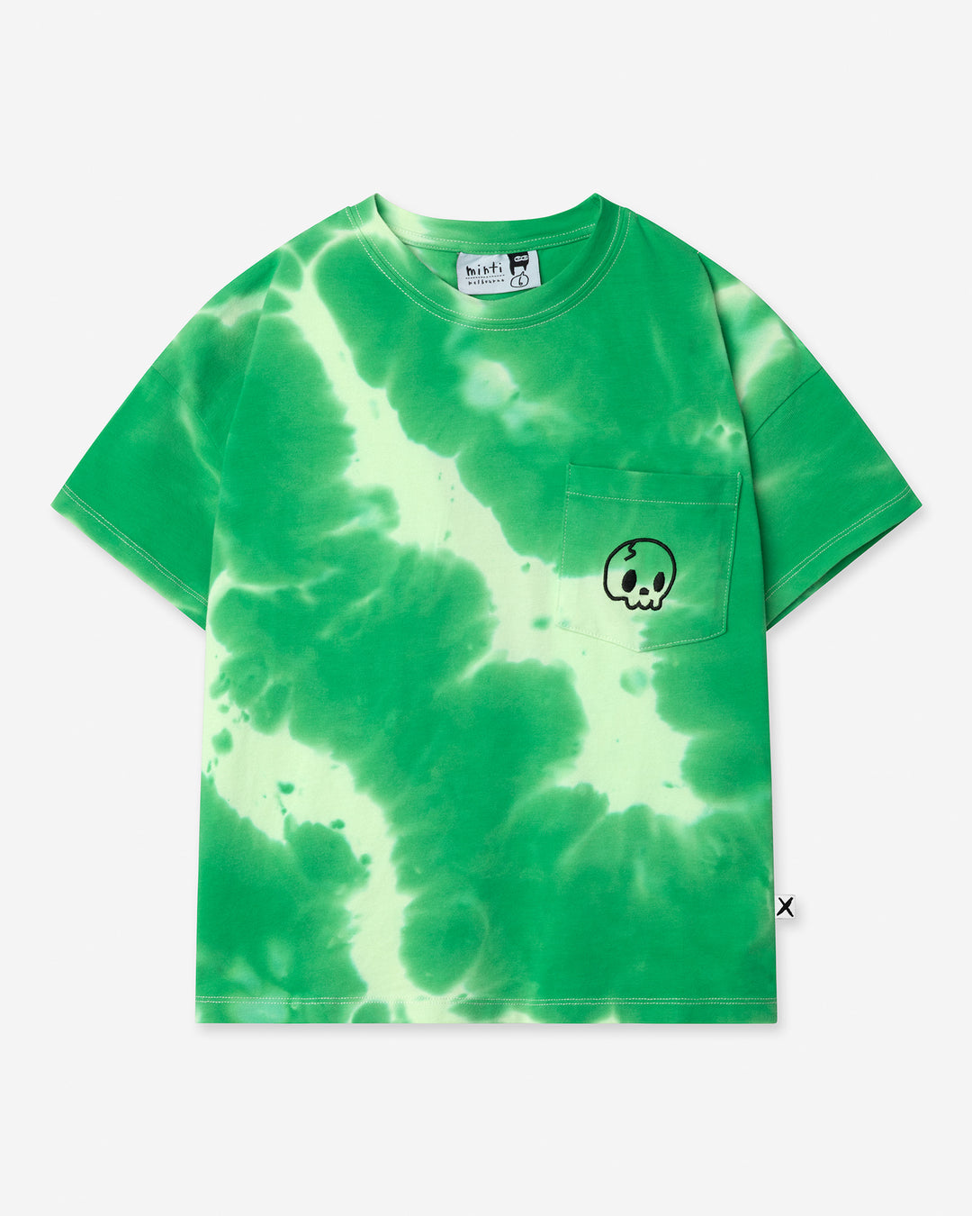 Splatter Tee in green, boys t shirt by Minti, flat lay