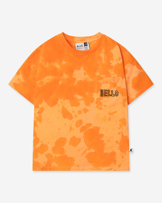 Splatter Tee in orange, boys t shirt by Minti, flat lay