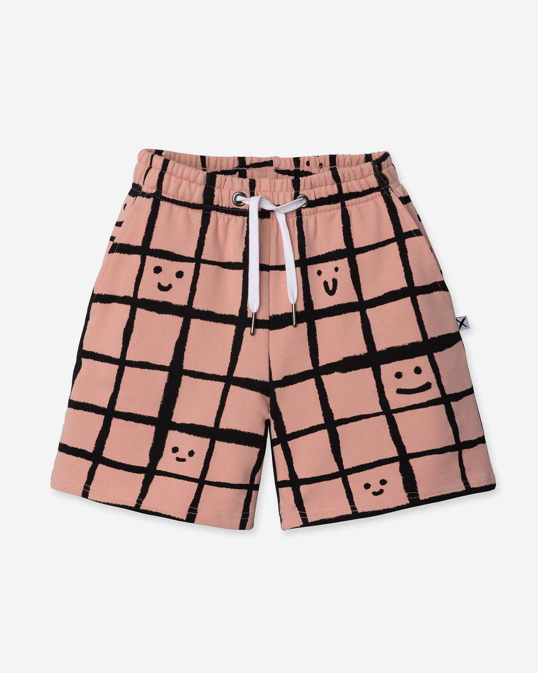 Happy Squares Short in dusty pink, girls shorts by Minti, flat lay