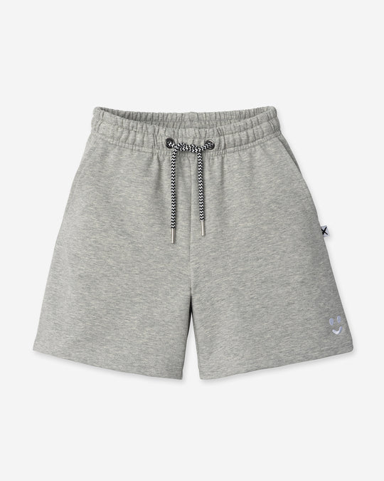 Smile Short in grey marle, kids shorts by Minti, flat lay