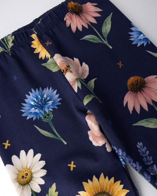 Close up of the Flower Friends Tights print in ink