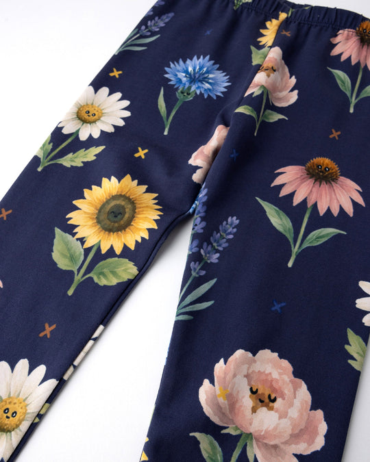 Close up of the Flower Friends Tights print in ink