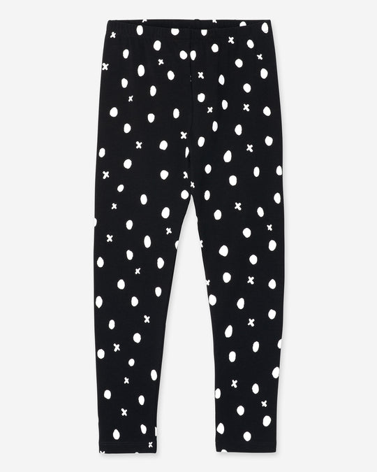 Spotty Tights in black, girls leggings by Minti, flat lay