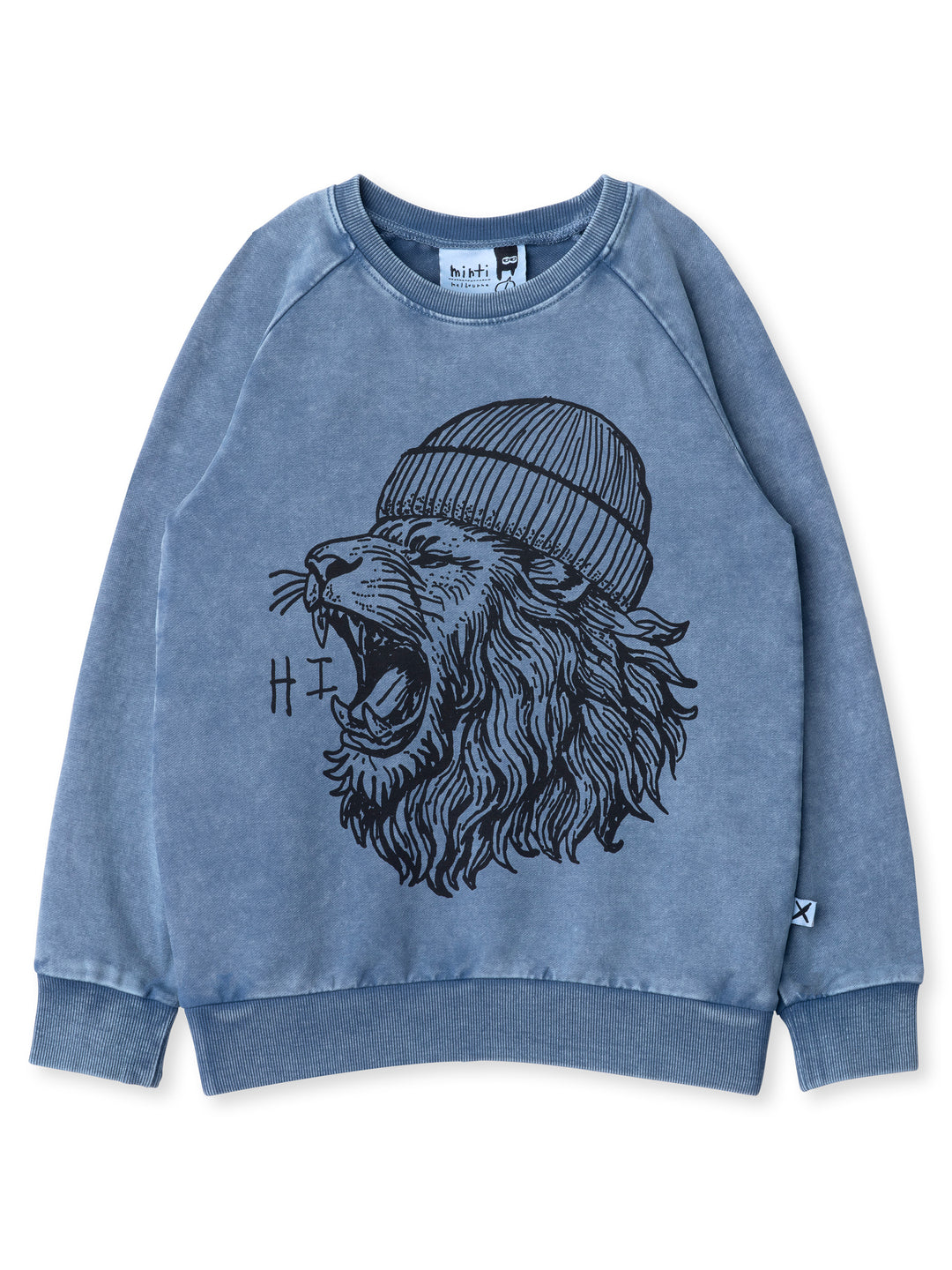 Minti kids clothing. Comfy lightweight raglan crew in super cool washed terry. 260 Gram // 95% Cotton // 5% Elastane.