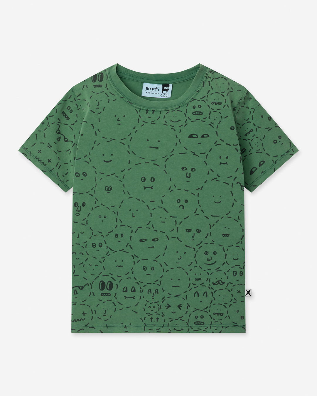 Different Faces Tee in turf wash, boys t shirt by Minti, flat lay