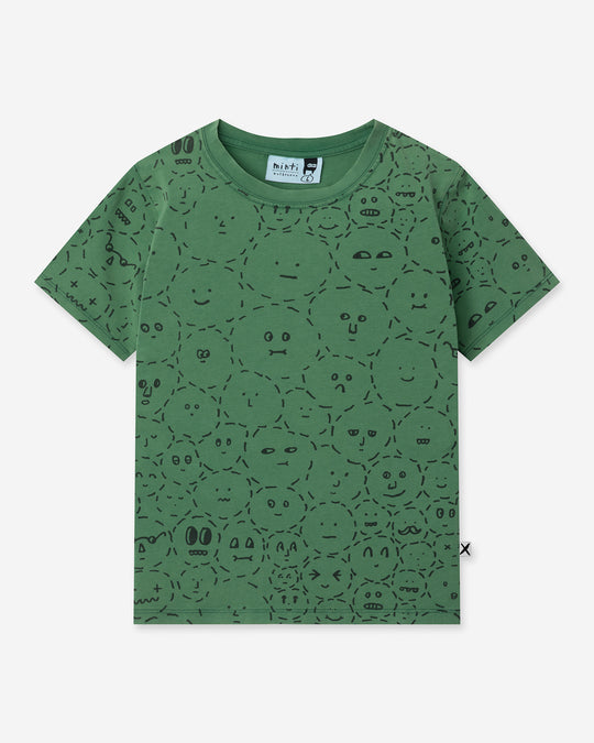 Different Faces Tee in turf wash, boys t shirt by Minti, flat lay