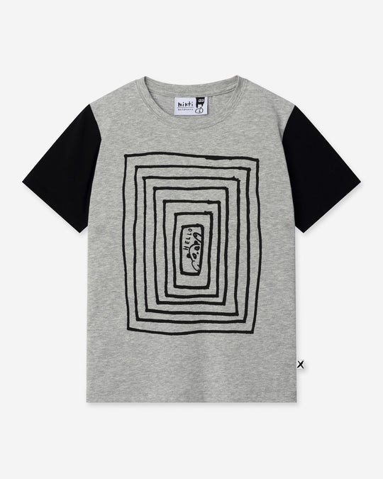 Hidden Panda Tee in grey marle and black, boys t shirt by Minti, flat lay