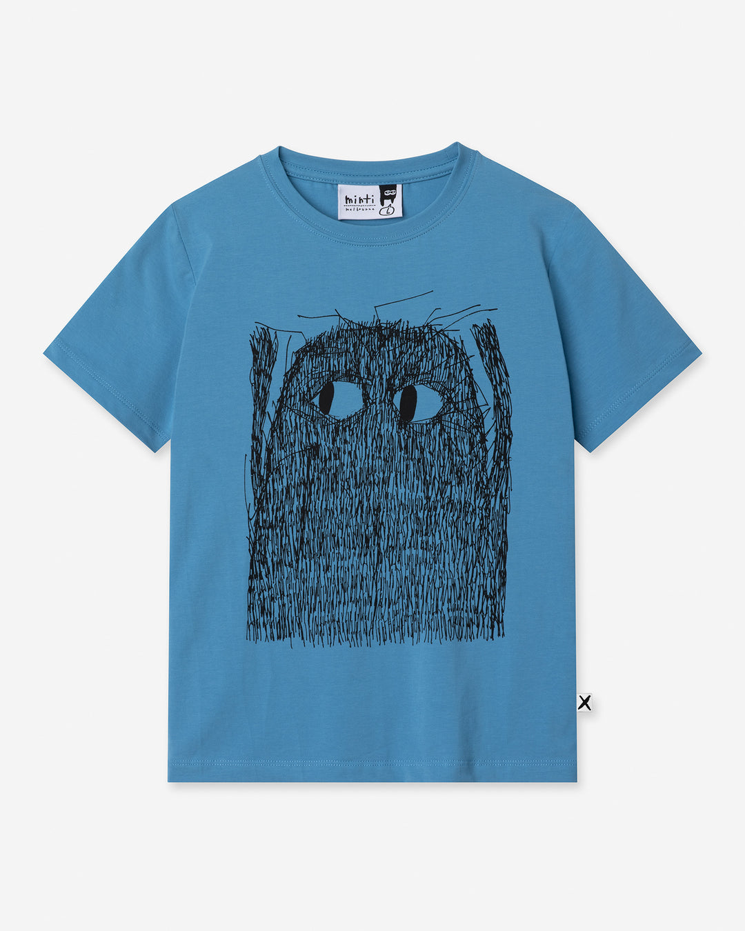 Messy Monster Tee in steel, boys t shirt by Minti, flat lay