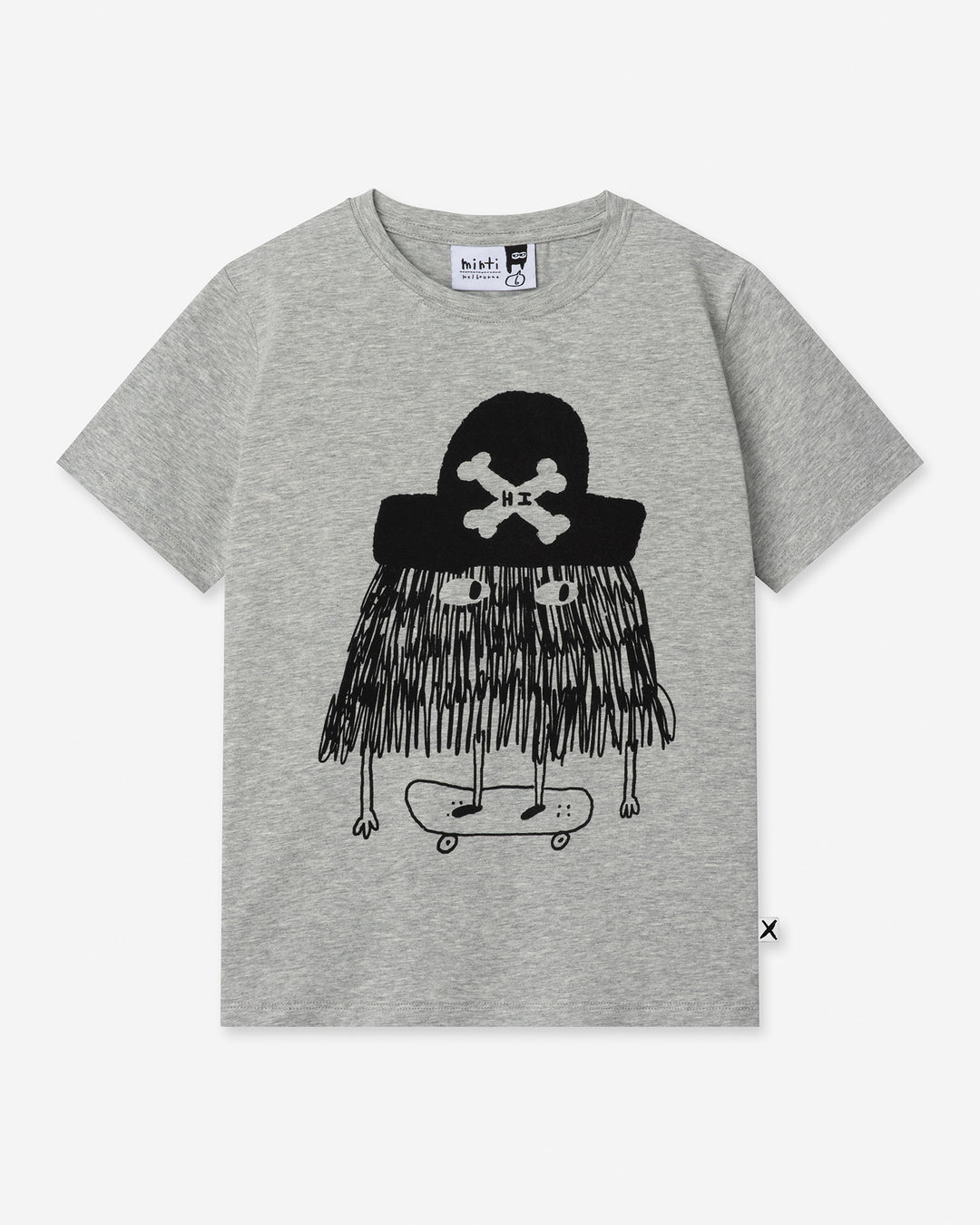 Pirate Skater Tee in grey marle, boys t shirt by Minti, flat lay