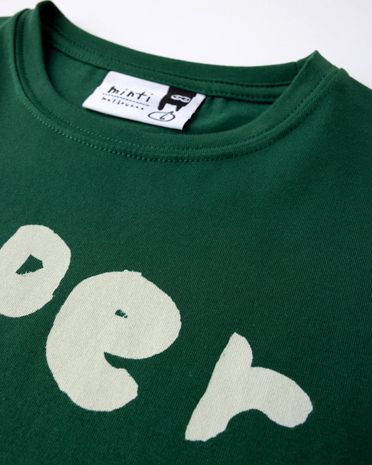 Close up detail of the Super Duper Cool Tee in jungle