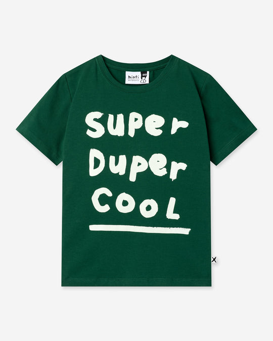 Super Duper Cool Tee in jungle, boys t shirt by Minti, flat lay