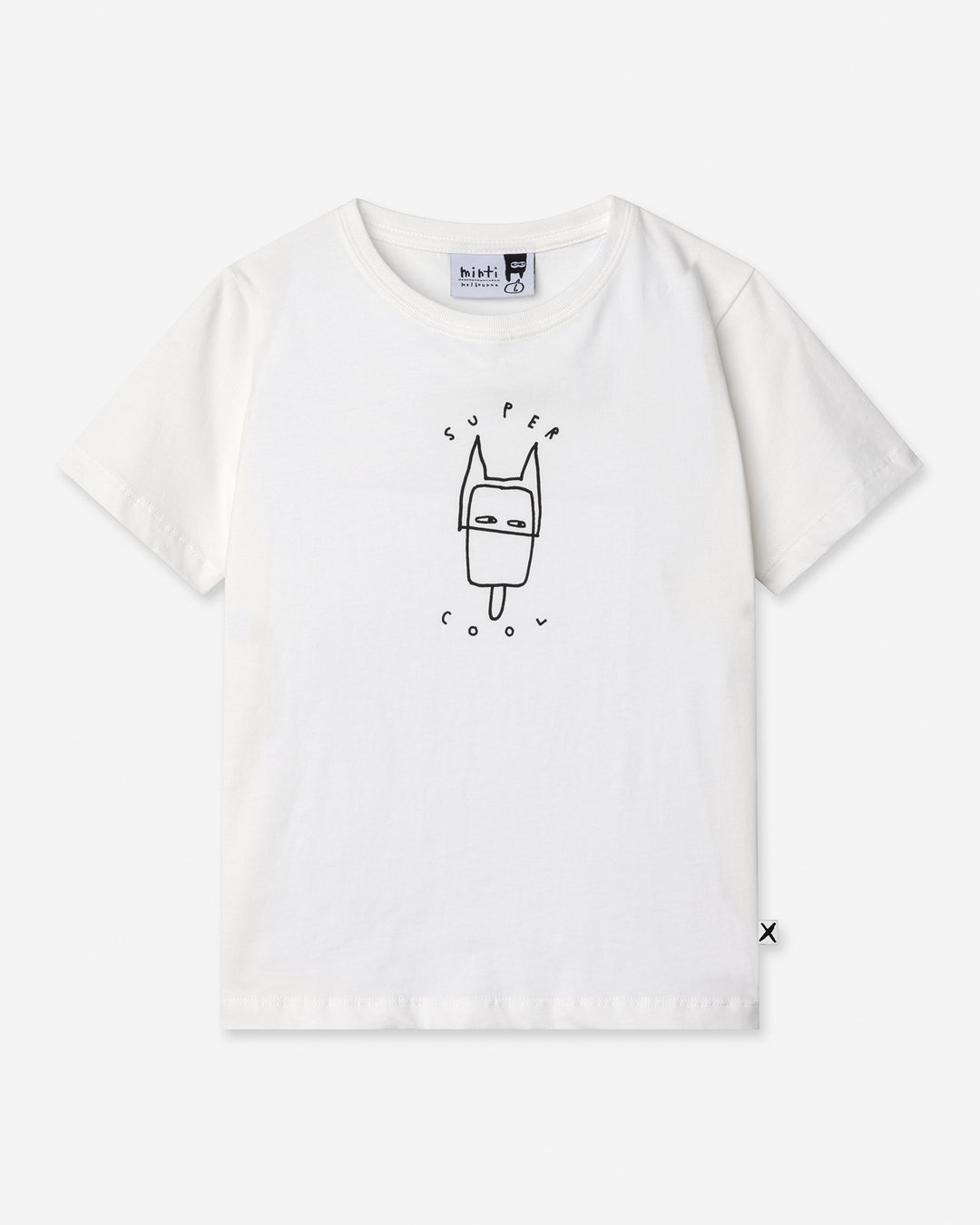 Super Cool Tee in off white, boys t shirt by Minti, flat lay