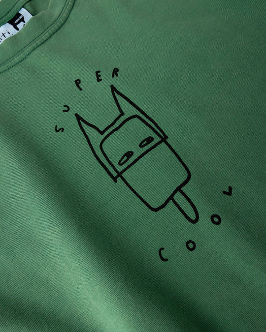 Close up of the Super Cool Tee print in turf wash
