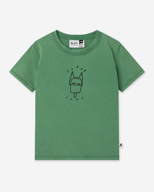Super Cool Tee in turf wash, boys t shirt by Minti, flat lay
